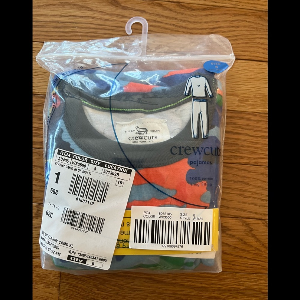 NWT J Crew kids camo pajamas size 8